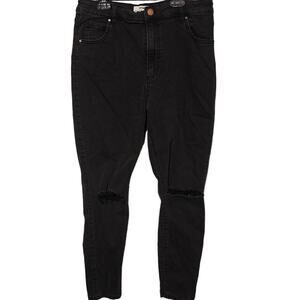 Cotton On High Cropped Light Black Skinny Jeans Size 10